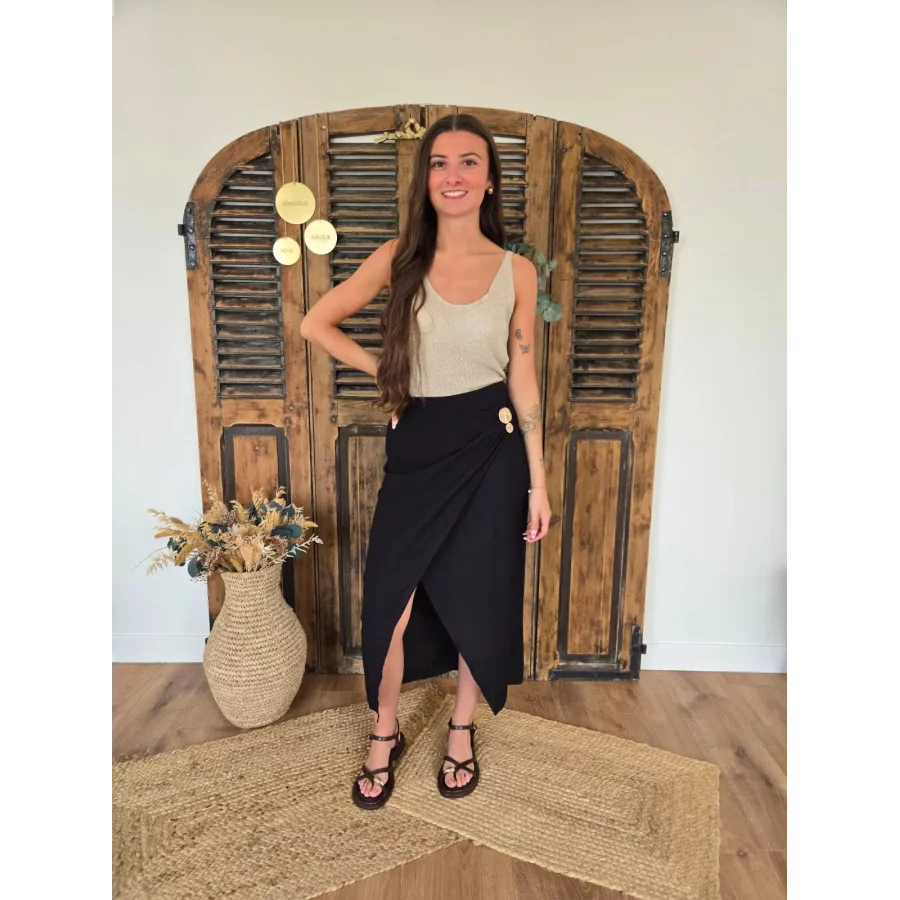 Jupe Manon noir et bijoux doré