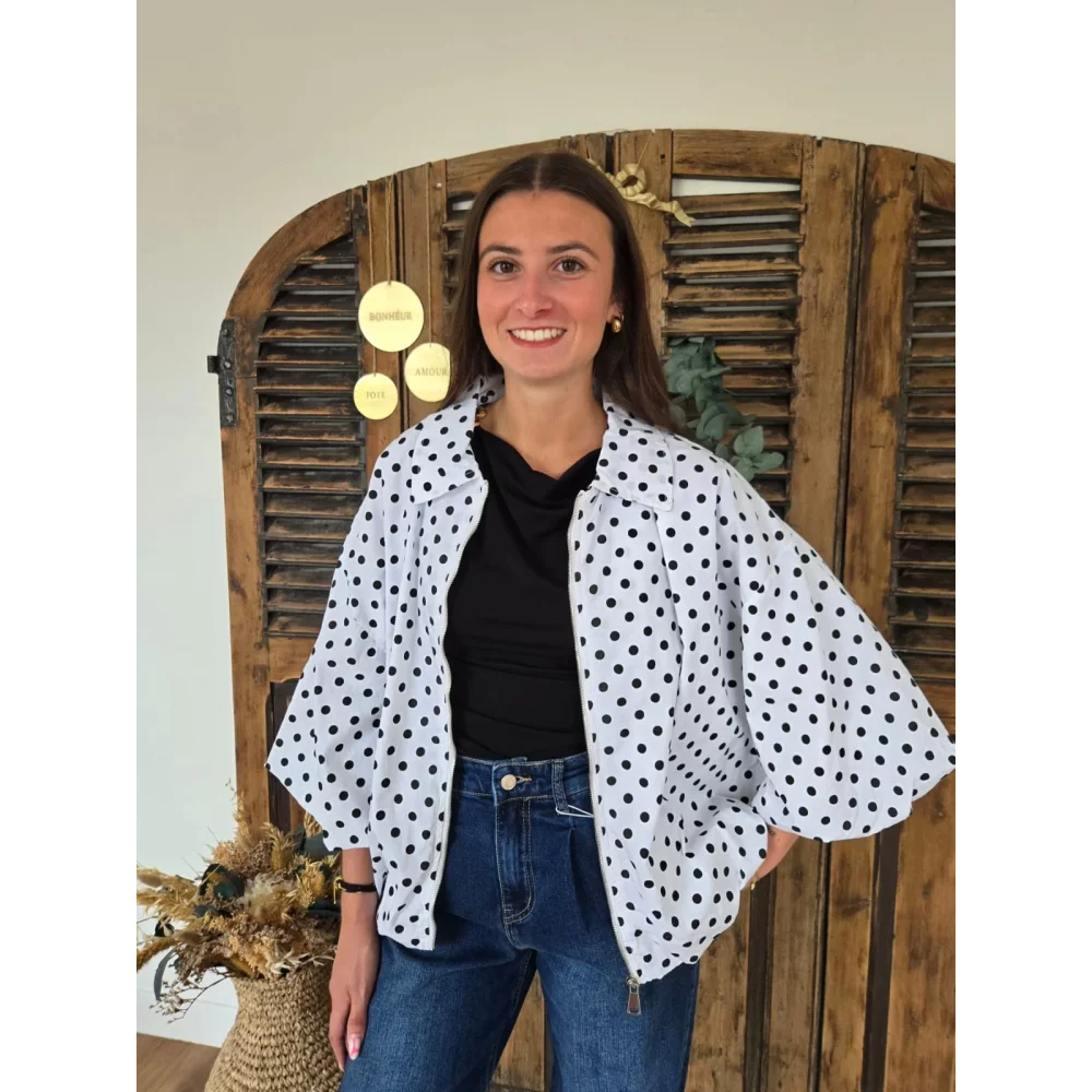 Veste Nicole blanche pois noir