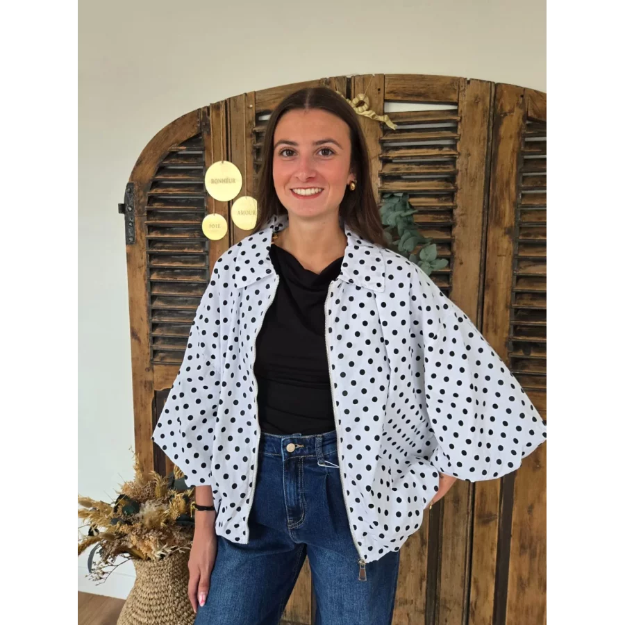 Veste Nicole blanche pois noir