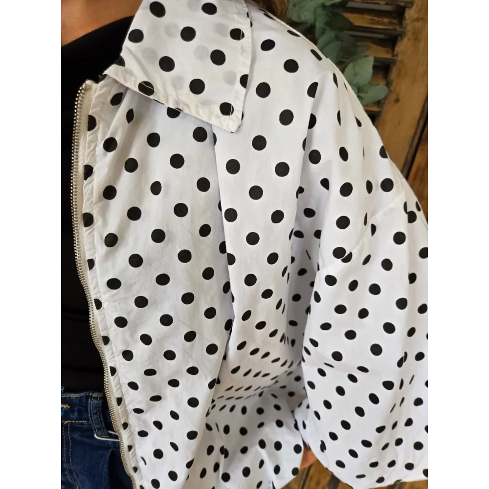 Veste Nicole blanche pois noir