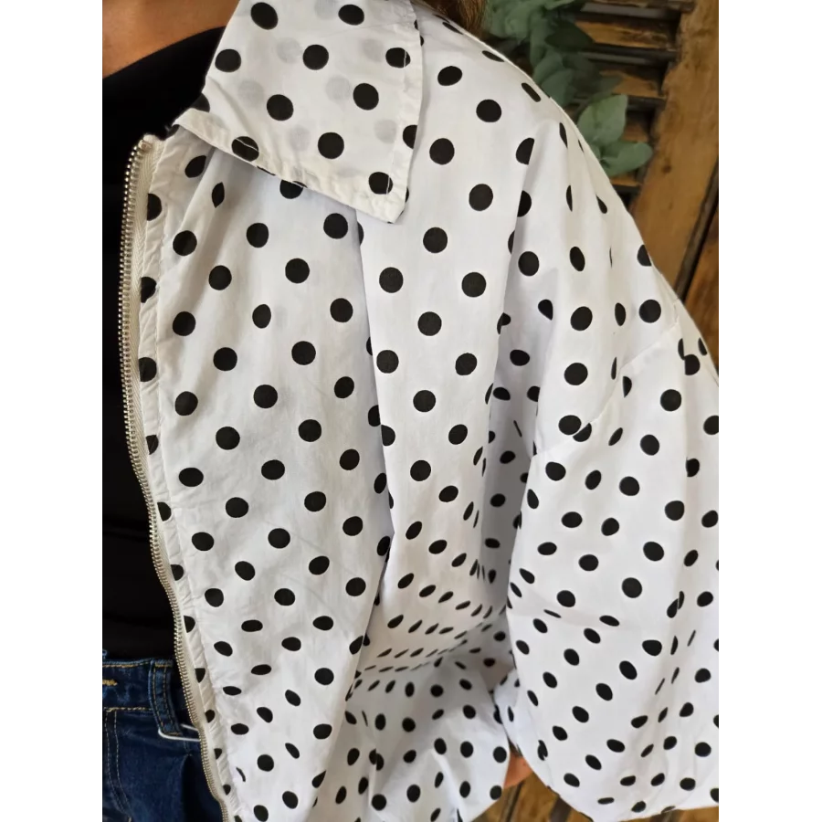 Veste Nicole blanche pois noir