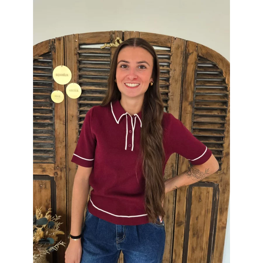 Polo Sam en maille bordeaux