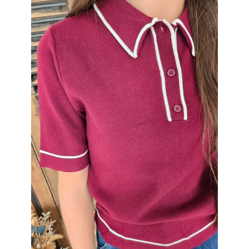 Polo Sam en maille bordeaux