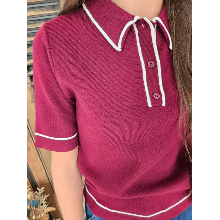 Polo Sam en maille bordeaux