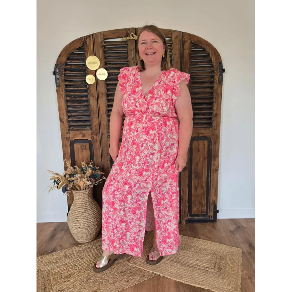 Robe longue Noelie cashmere fuchsia