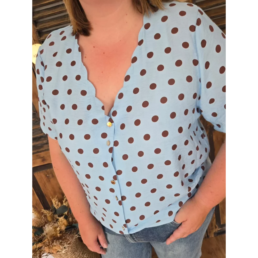 Blouse Mia ciel pois choco