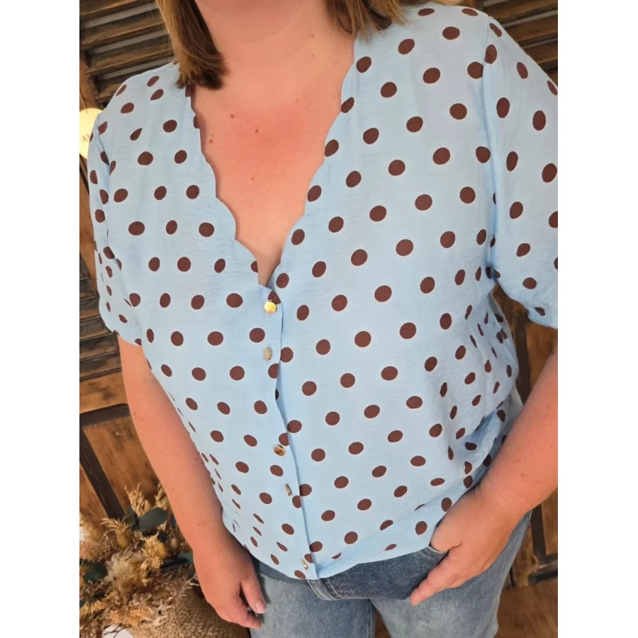 Blouse Mia ciel pois choco