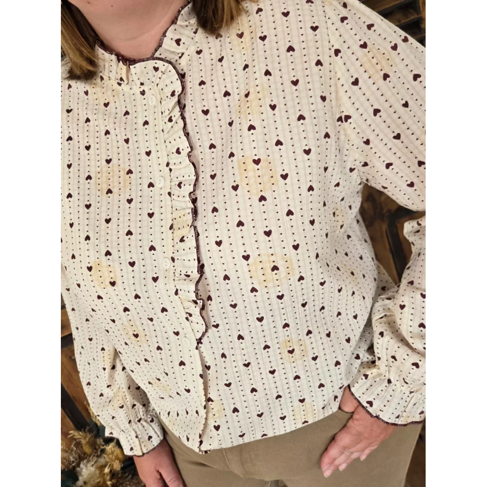 Chemise Alix beige coeur choco