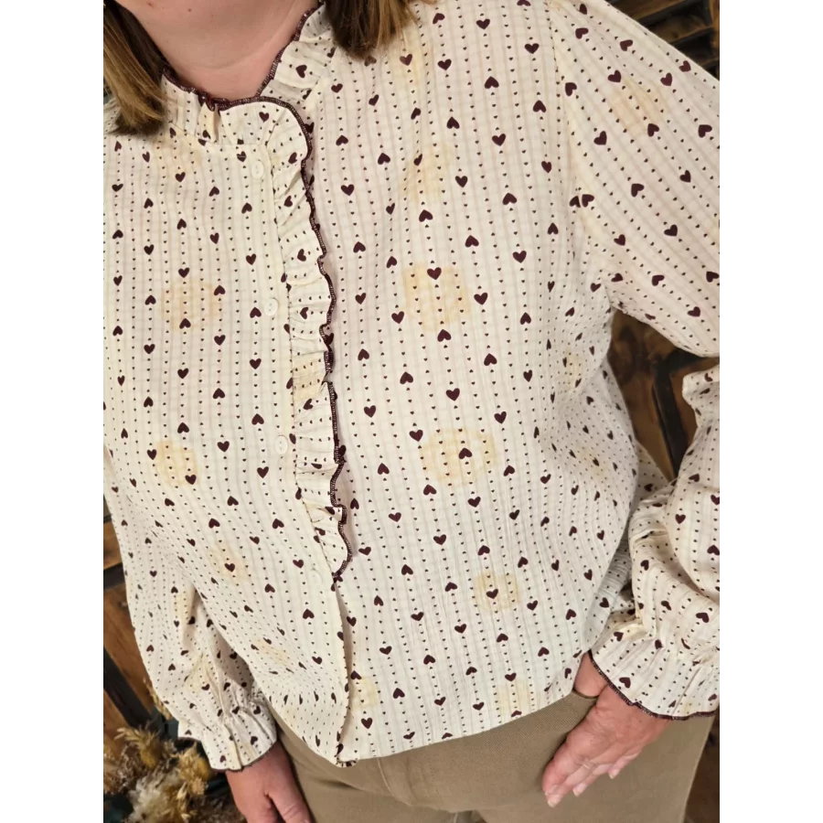 Chemise Alix beige coeur choco