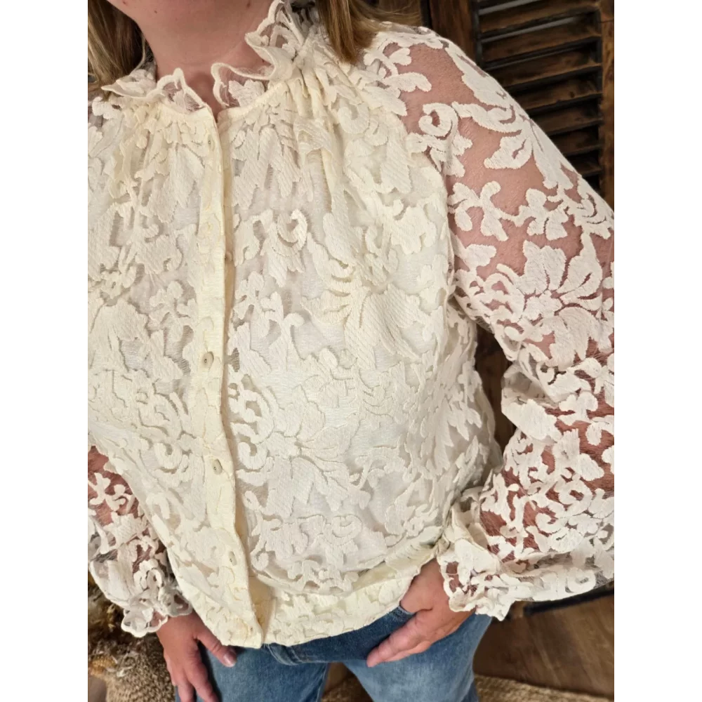 Chemise Alexandra dentelle beige