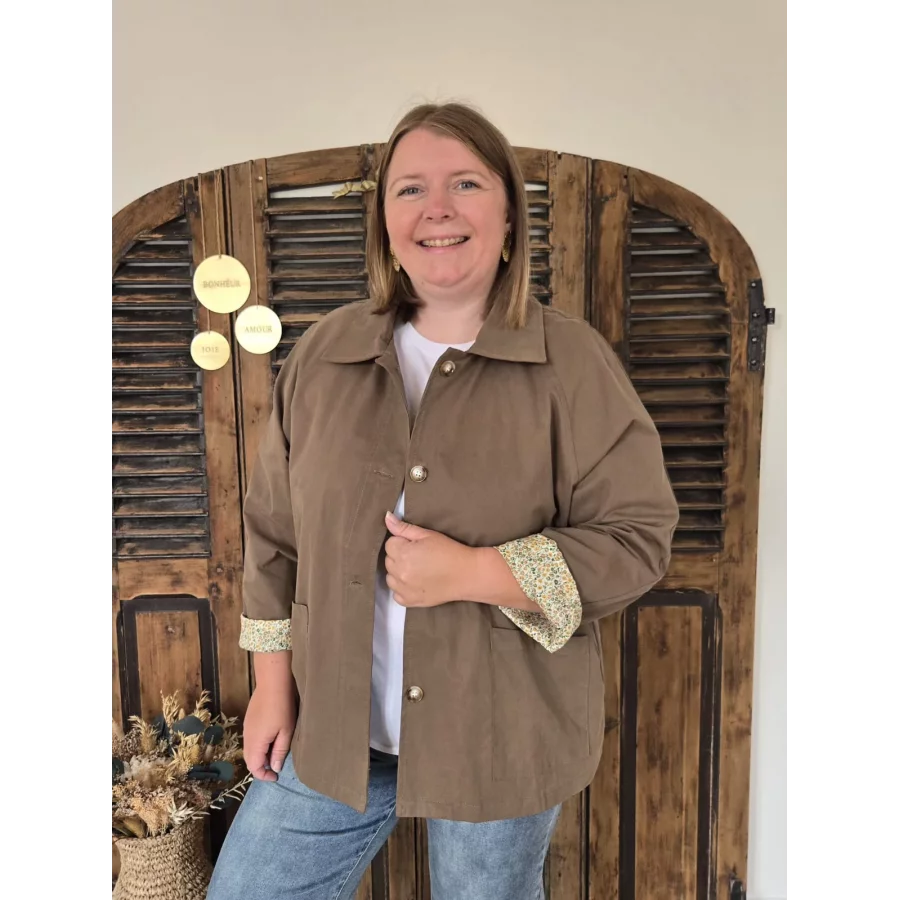 Veste Joelle kaki doublure fleurie