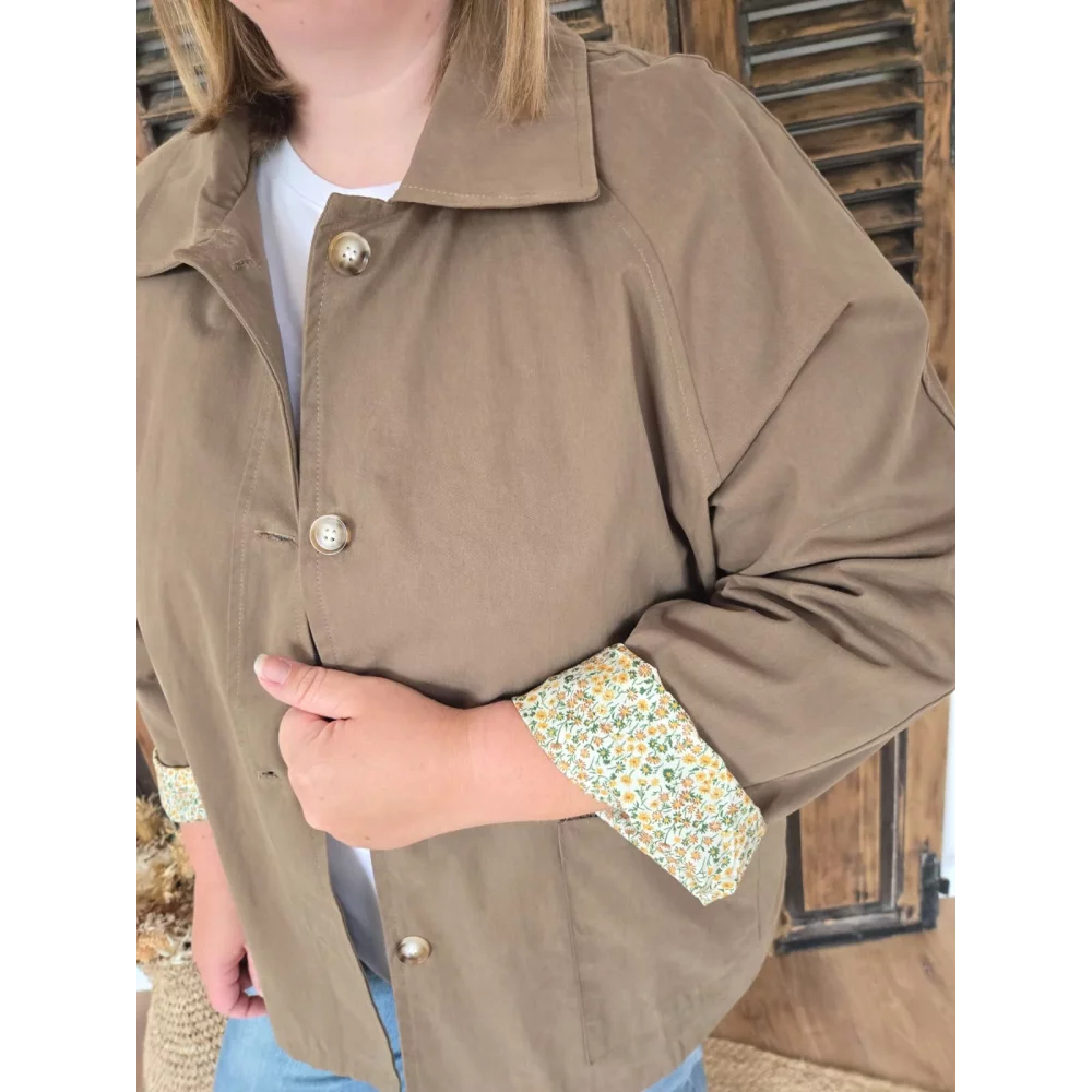 Veste Joelle kaki doublure fleurie