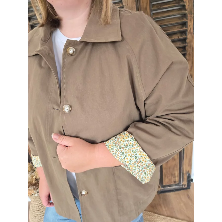 Veste Joelle kaki doublure fleurie