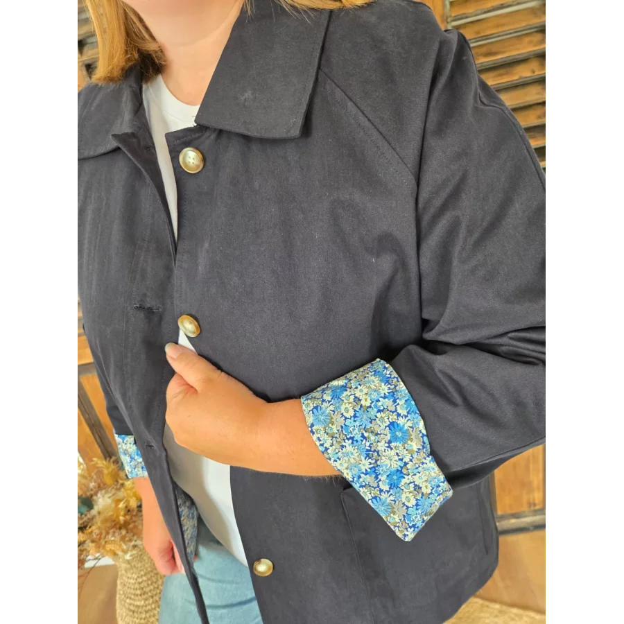 Veste Joelle bleu marine doublure fleurie