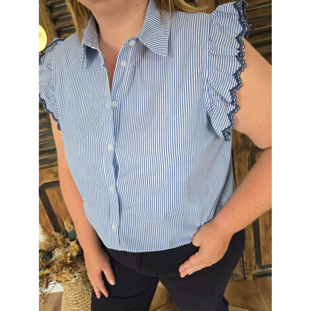 Chemise Lou rayures bleu ciel