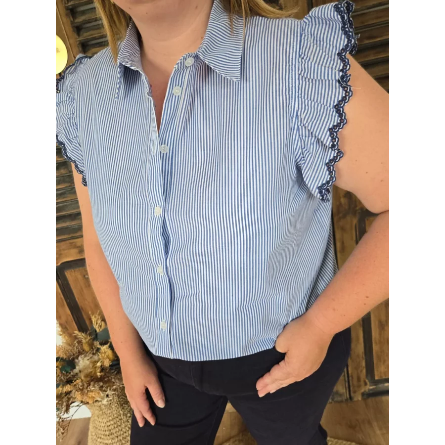 Chemise Lou rayures bleu ciel