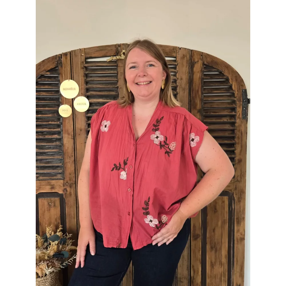 Chemise Noemie terracotta brodée