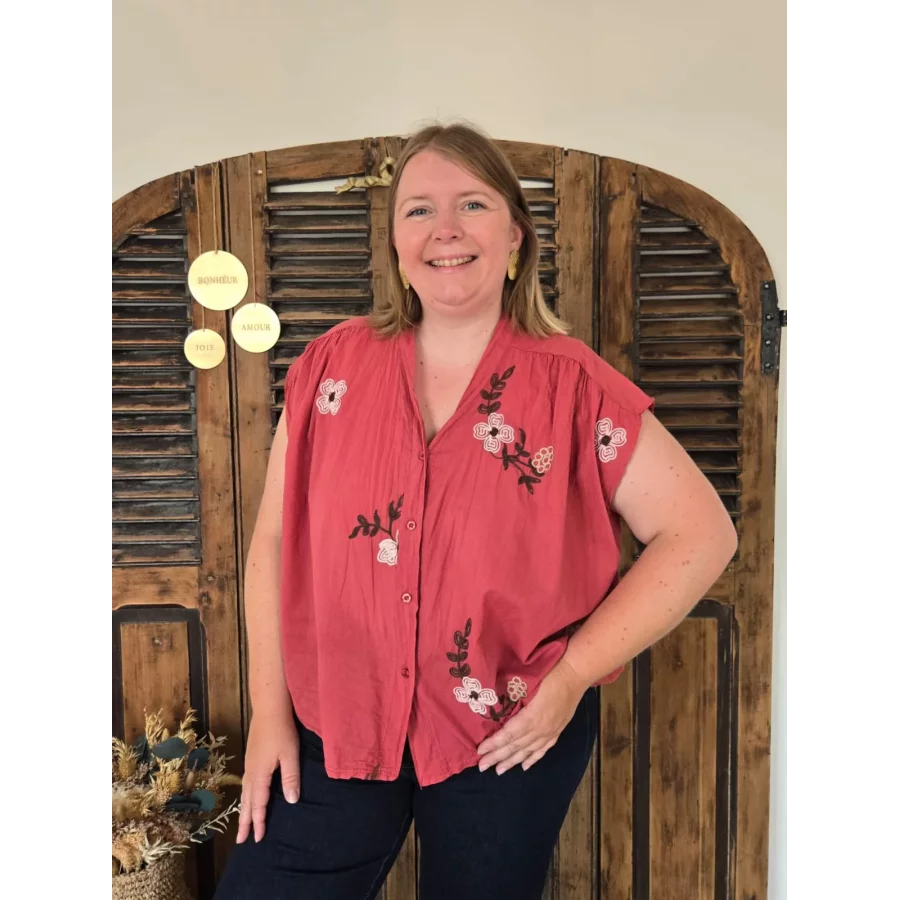 Chemise Noemie terracotta brodée