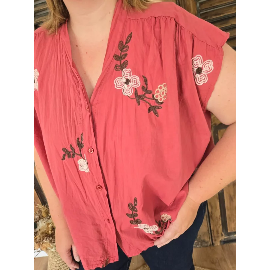 Chemise Noemie terracotta brodée