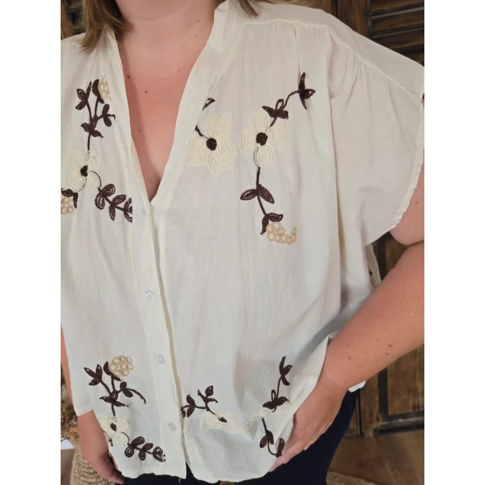 Chemise Noemie ecru brodée