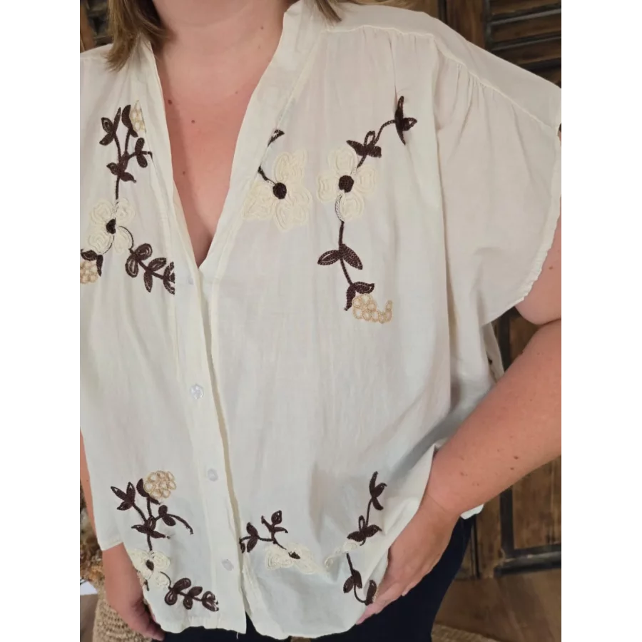 Chemise Noemie ecru brodée