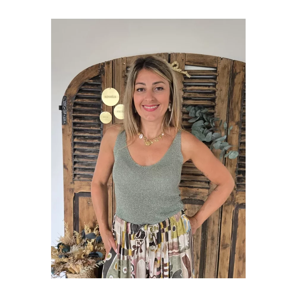 Debardeur Gabin maille lurex celadon