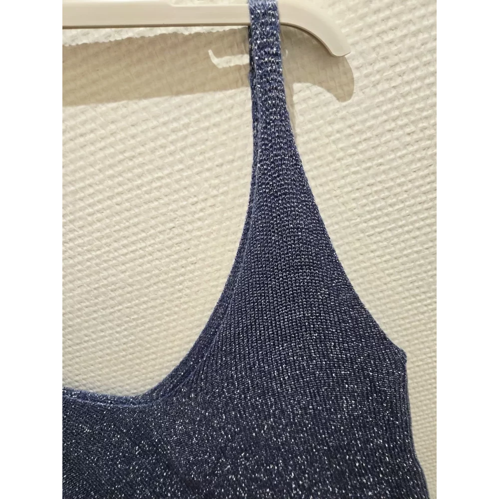 Debardeur Gabin maille lurex bleu jean