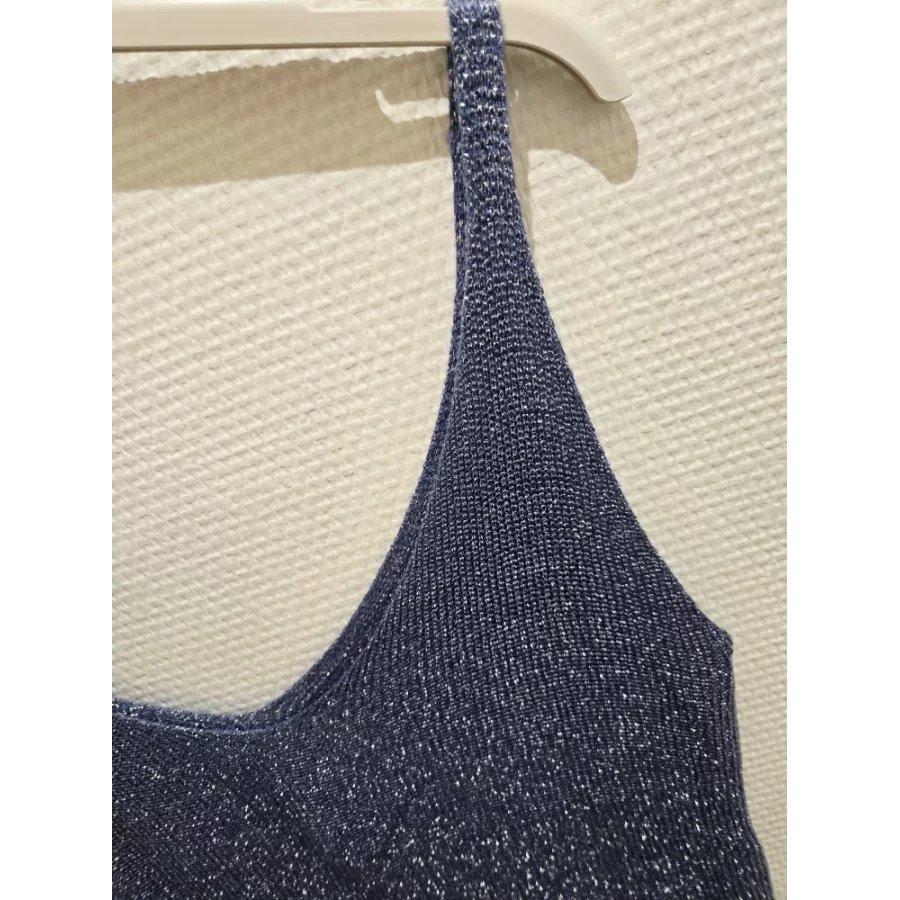 Debardeur Gabin maille lurex bleu jean