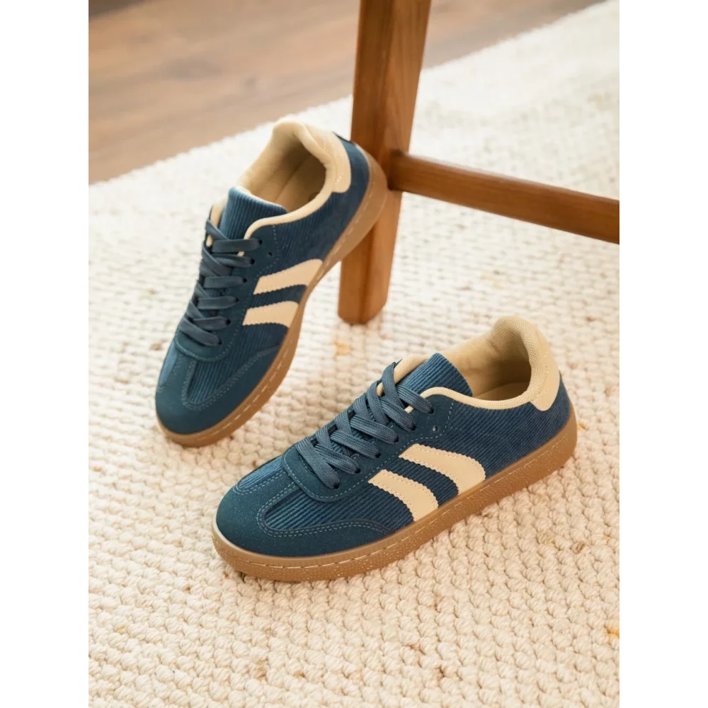 Baskets velours et suedine bleu petrole