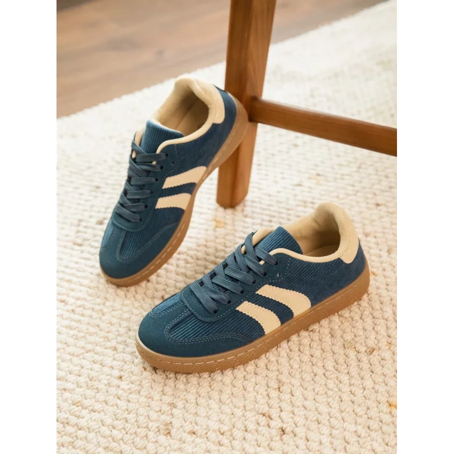 Baskets velours et suedine bleu petrole