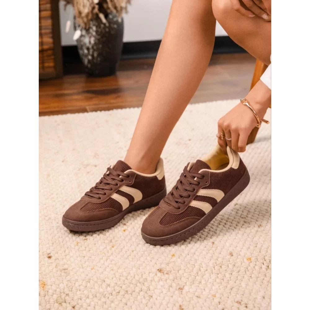Baskets velours et suedine marron