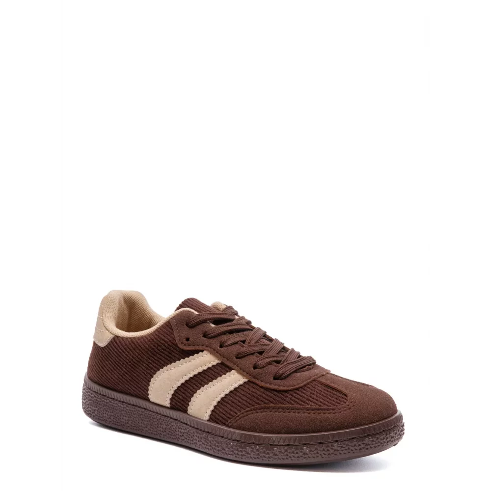 Baskets velours et suedine marron
