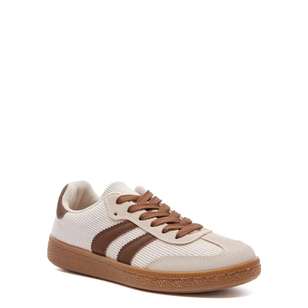 Baskets velours et suedine beige