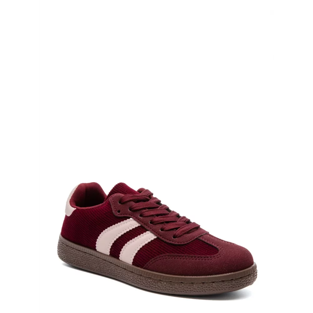 Baskets velours et suedine bordeaux
