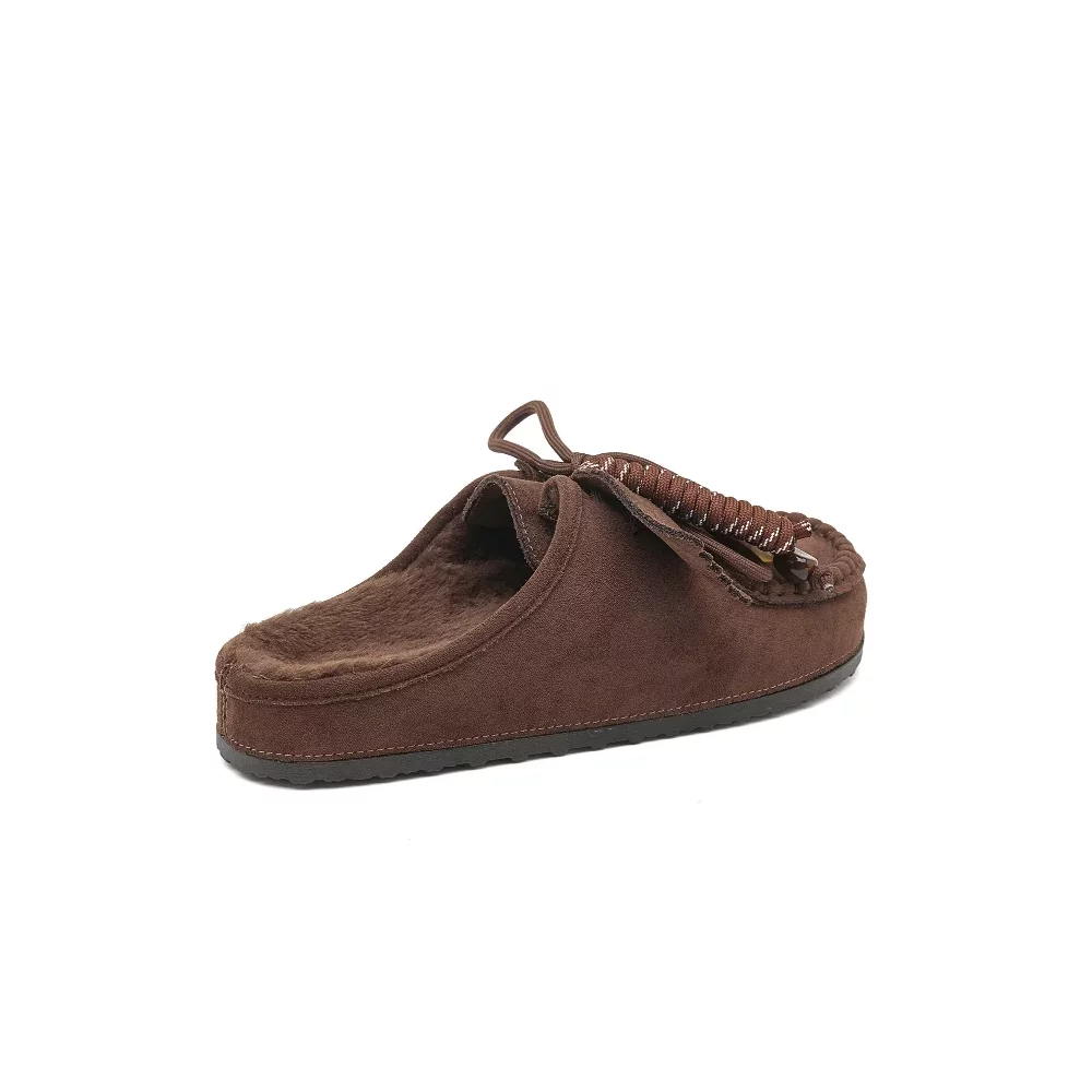 Mules suedine fourrées chocolat