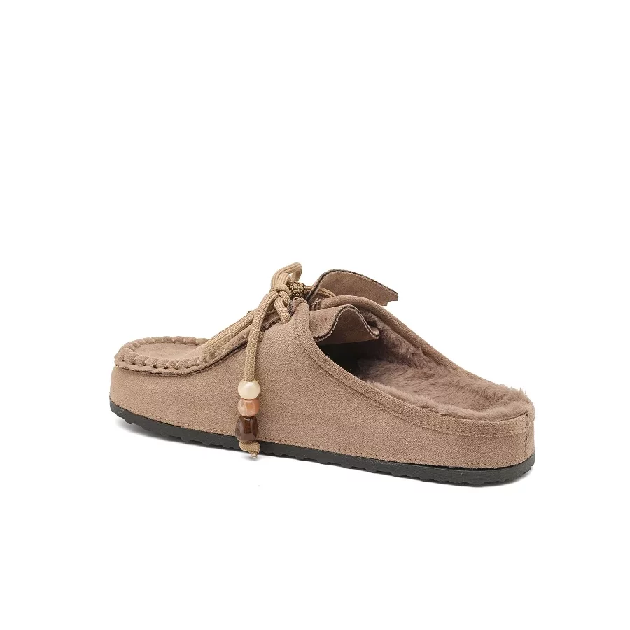 Mules suedine fourrées taupe