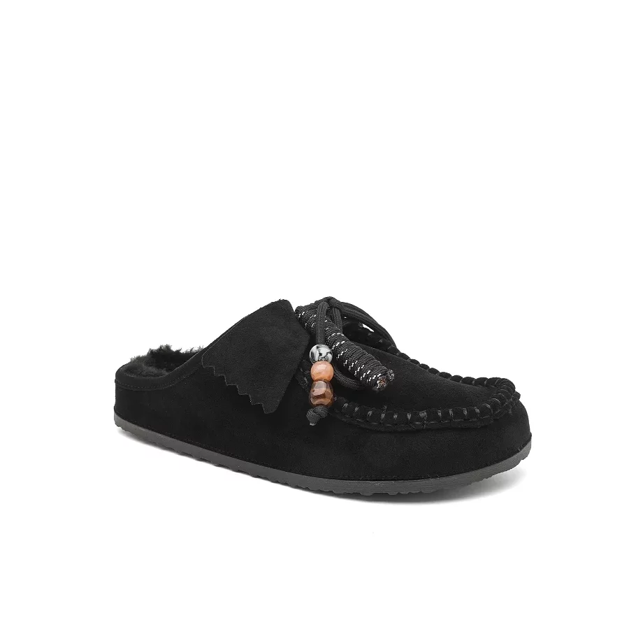 Mules suedine fourrées noir