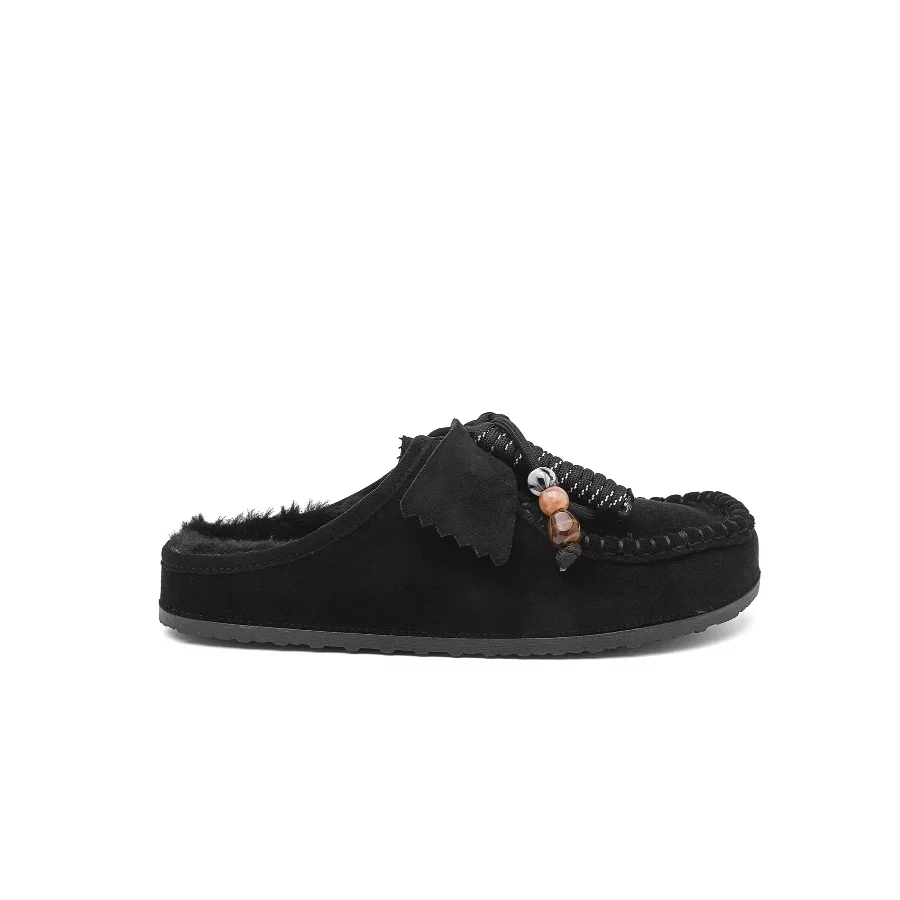 Mules suedine fourrées noir