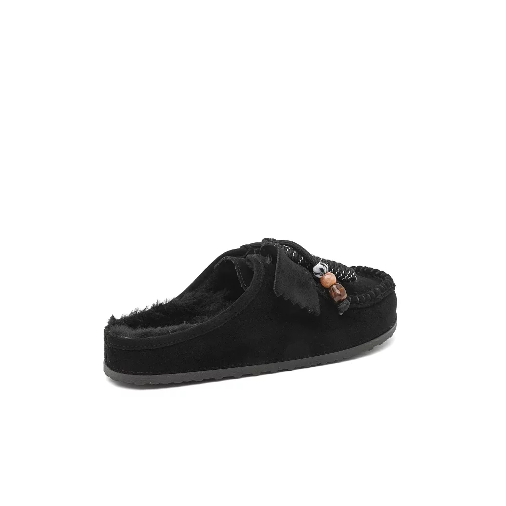 Mules suedine fourrées noir