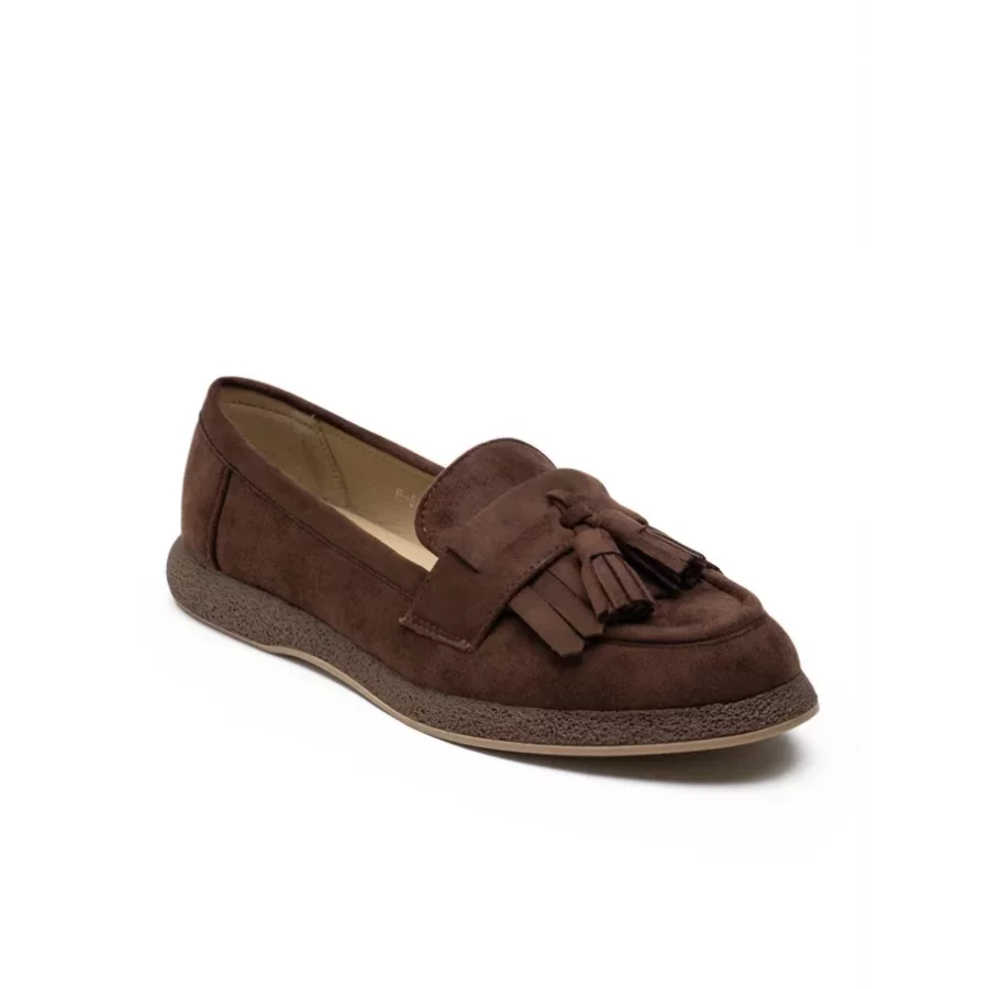Mocassins choco franges et glands suedine