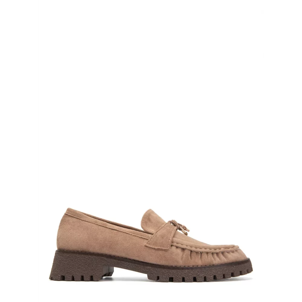 Mocassins plateforme suedine taupe