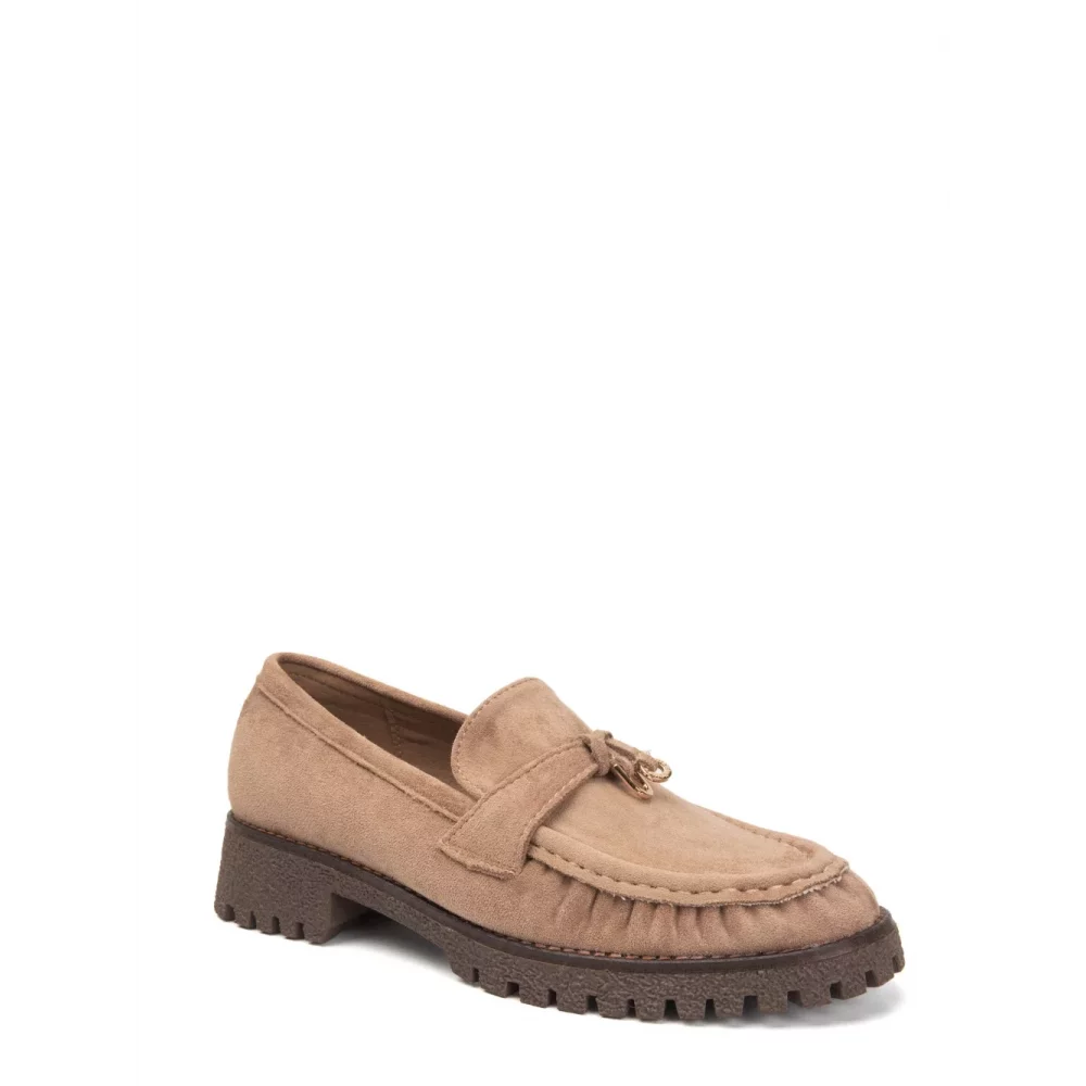 Mocassins plateforme suedine taupe
