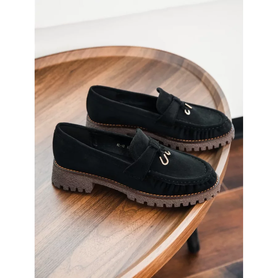 Mocassins plateforme suedine noir