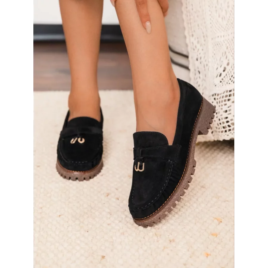 Mocassins plateforme suedine noir