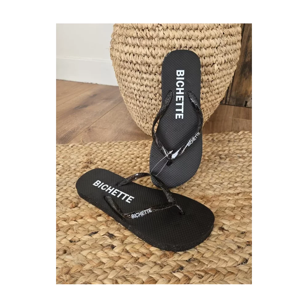Tongs à paillettes Bichette noir