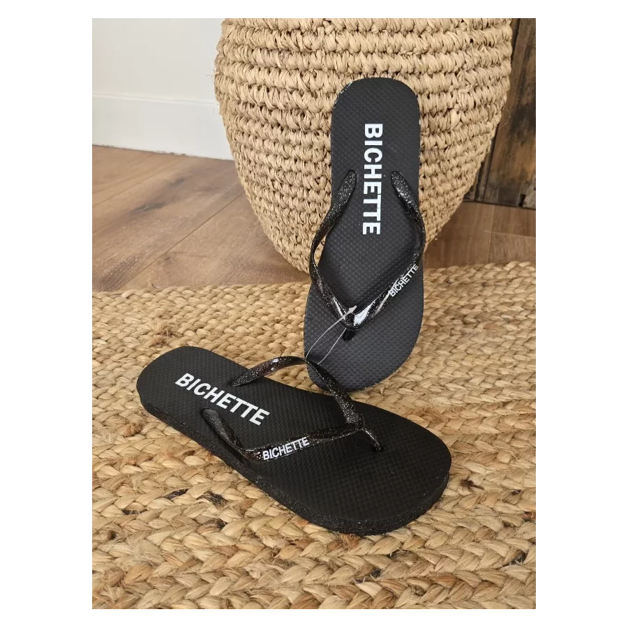 Tongs à paillettes Bichette noir