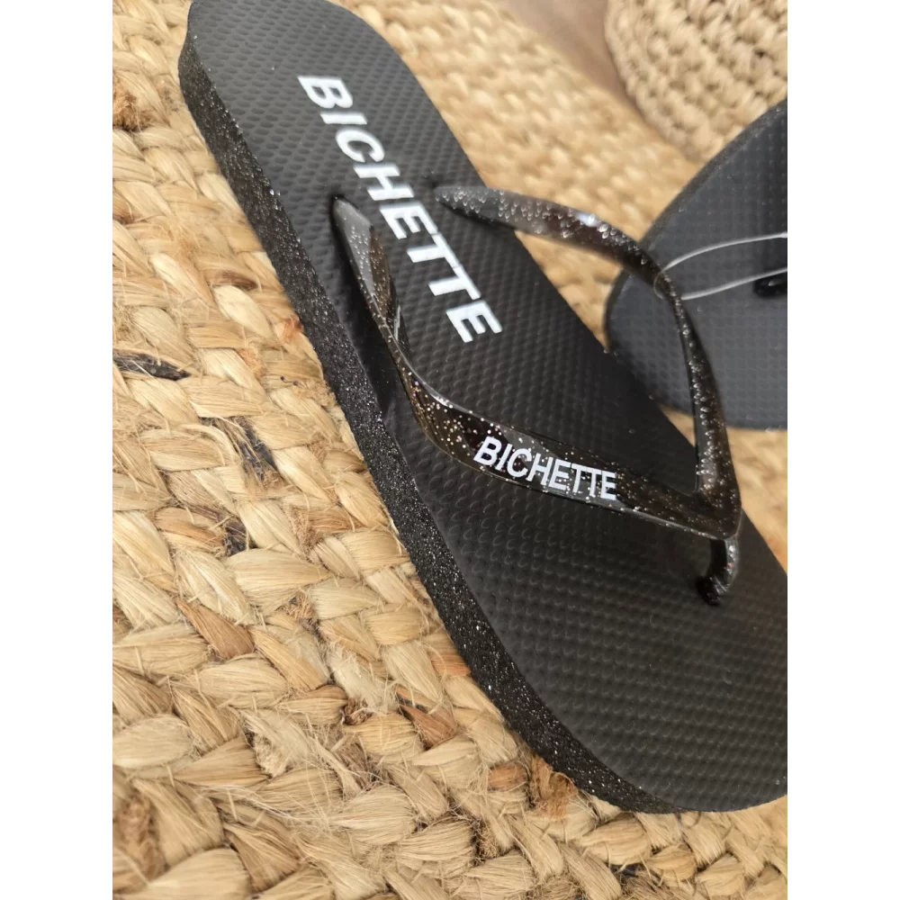 Tongs à paillettes Bichette noir