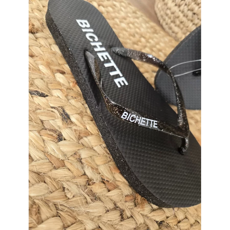 Tongs à paillettes Bichette noir