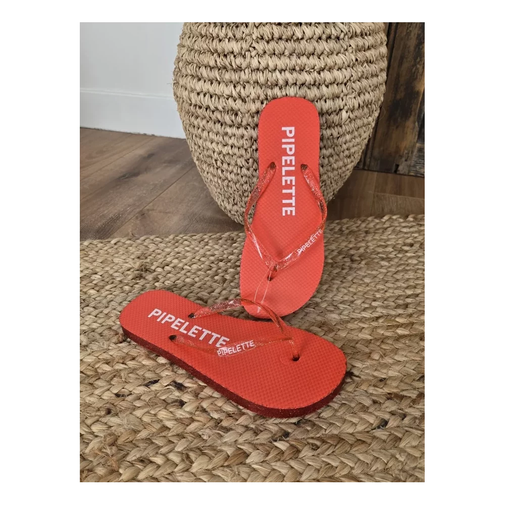 Tongs à paillettes Pipelette rouge