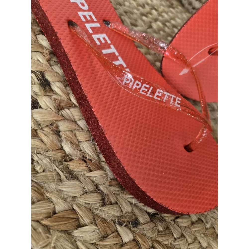 Tongs à paillettes Pipelette rouge